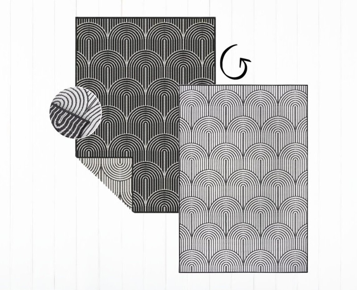 Binnen- En Buitenkleed Omkeerbaar - Pangli Japandi Zwart Binnen- En Buitenkleed Omkeerbaar - Pangli Japandi Zwart