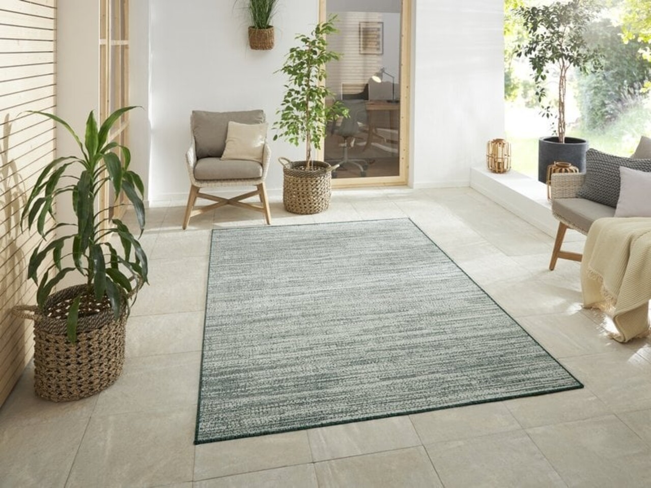 Elle Decoration - Binnen & Buitenkleed - Omkeerbaar - Gemini - Gemeleerd - Groen