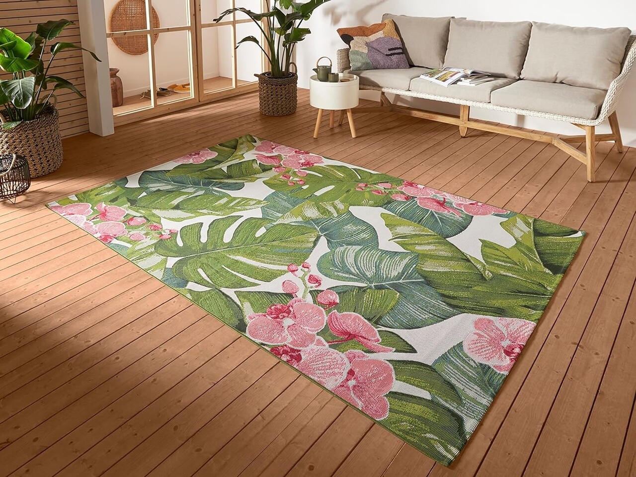 Binnen- En Buitenkleed - Tropical Groen/Roze