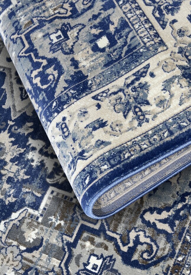 Vintage vloerkleed - Jehanne Blauw/Crème Vintage vloerkleed - Jehanne Blauw/Crème