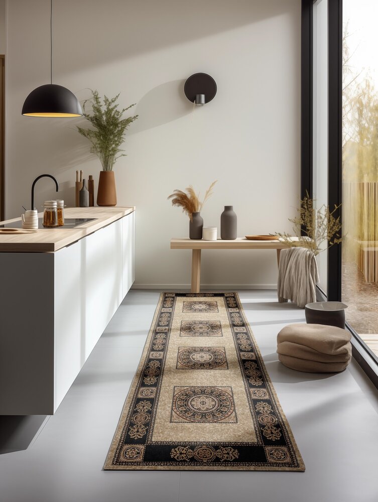 Klassiek loper - Herat Beige/Zwart Klassiek loper - Herat Beige/Zwart