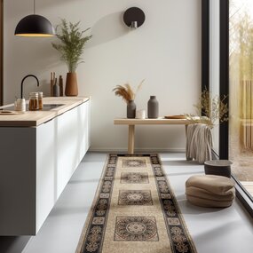 Klassiek loper - Herat Beige/Zwart Klassiek loper - Herat Beige/Zwart