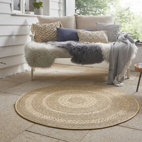 Rond jute vloerkleed - Almendro Beige/Bruin
