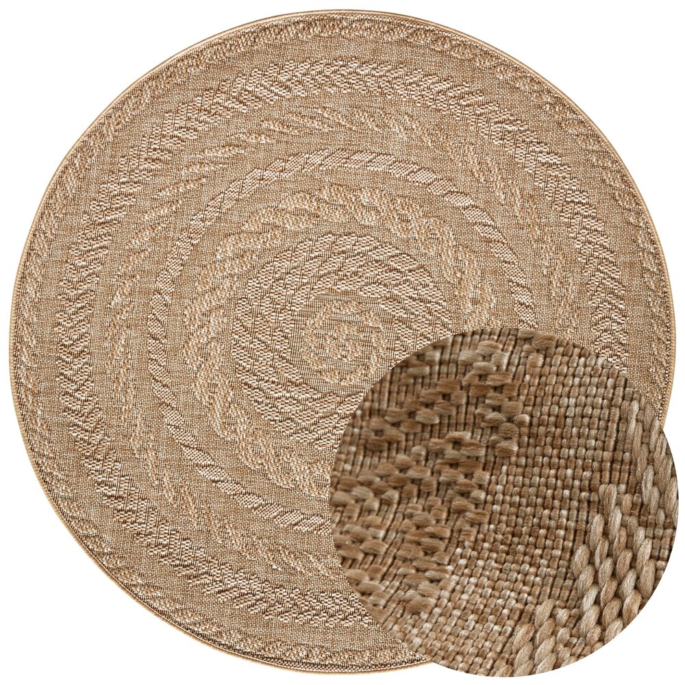 Rond jute vloerkleed - Almendro Beige/Bruin Rond jute vloerkleed - Almendro Beige/Bruin