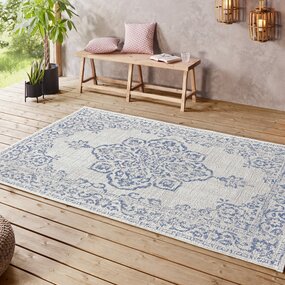 Vintage buitenkleed - Tilos Blauw/Crème