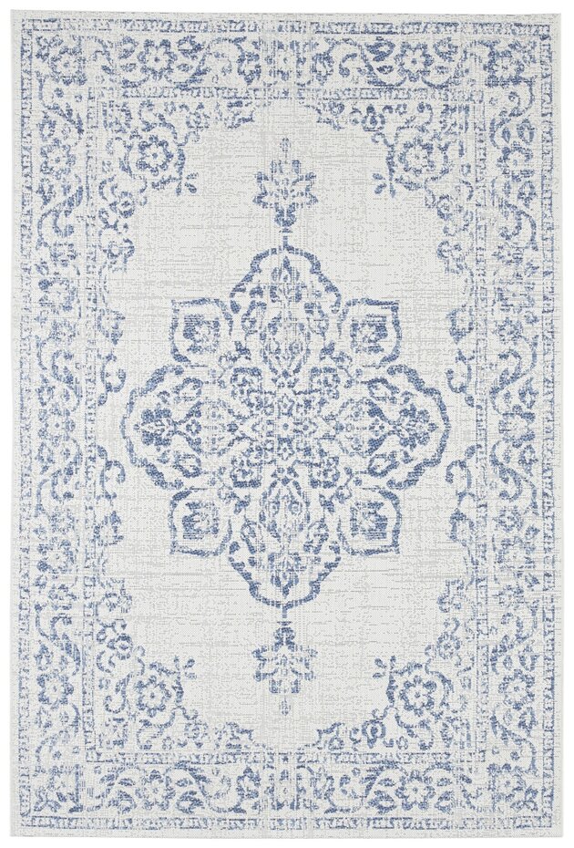 Vintage buitenkleed - Tilos Blauw/Crème