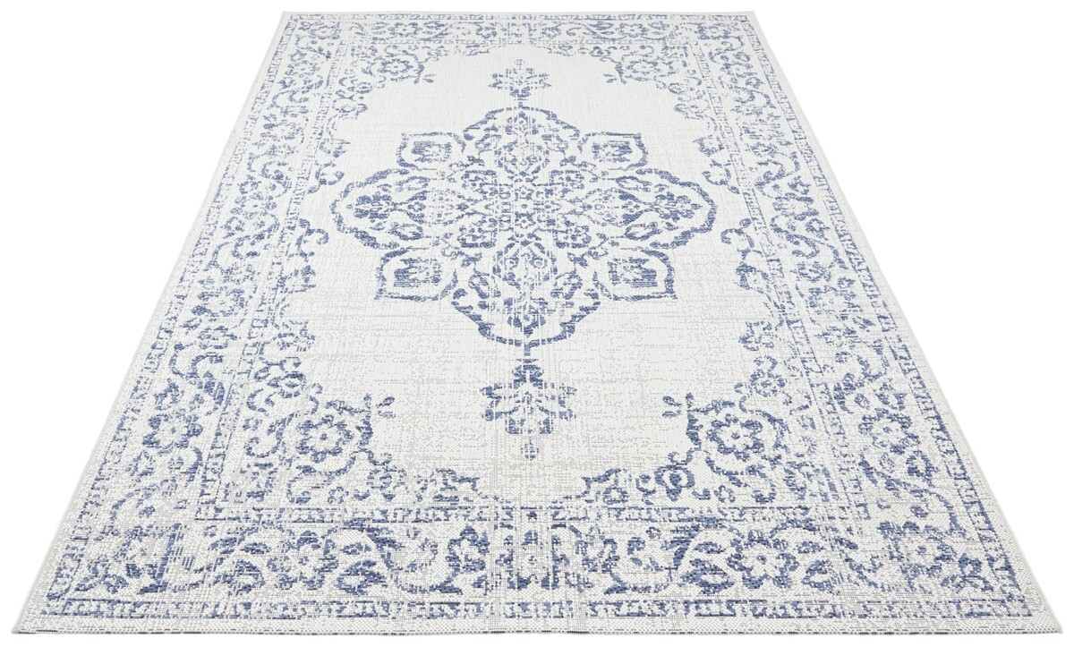 Vintage buitenkleed - Tilos Blauw/Crème