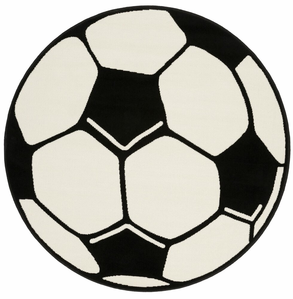 Rond voetbal vloerkleed - Zwart/Wit Rond voetbal vloerkleed - Zwart/Wit