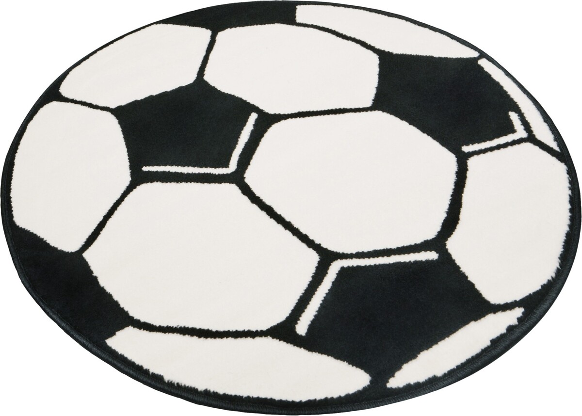 Rond voetbal vloerkleed - Zwart/Wit Rond voetbal vloerkleed - Zwart/Wit
