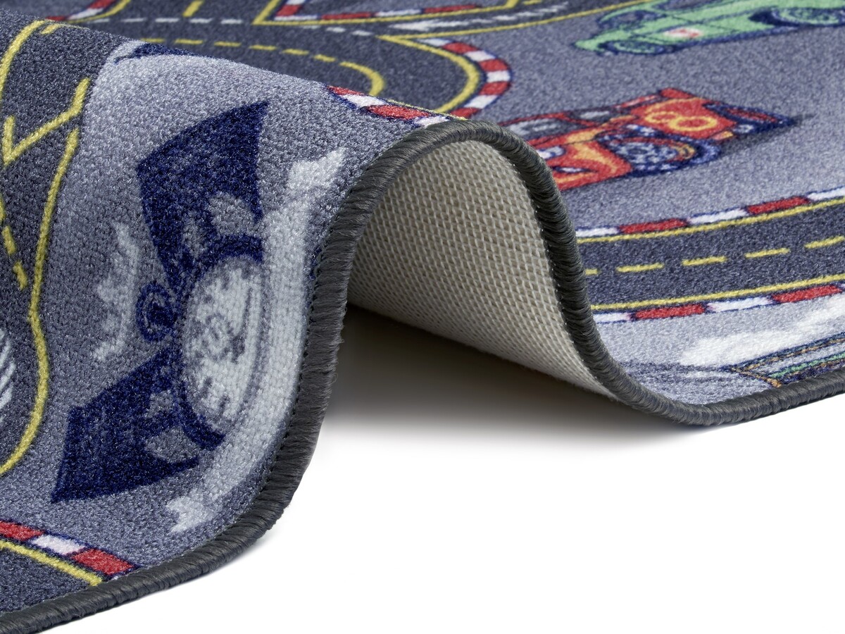 Rond Speelkleed - Race Track Grijs/Multi