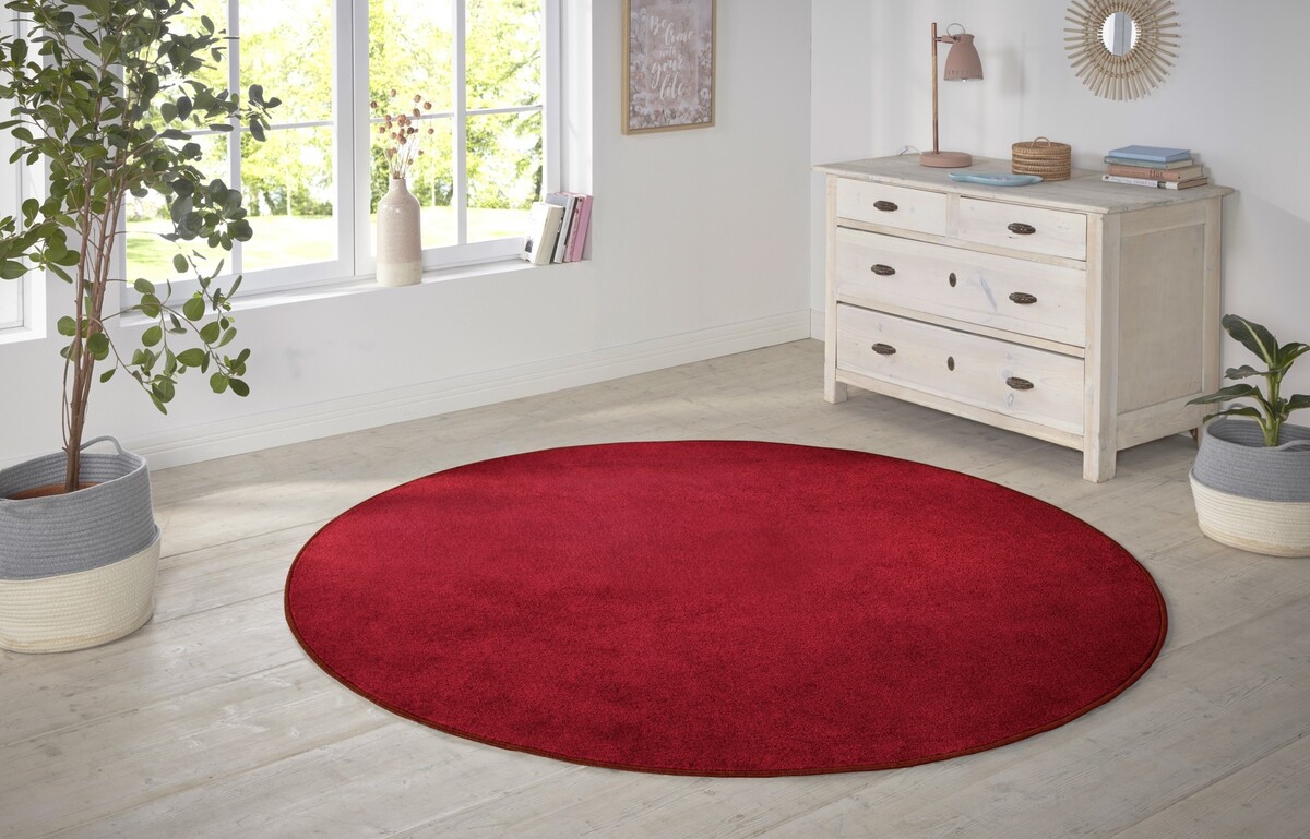 Rond effen vloerkleed - Nasty Rood