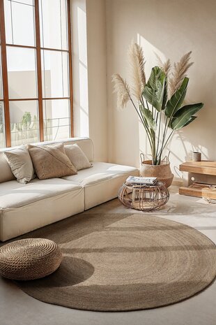 Jute vloerkleed - Rangpur Rond Taupe