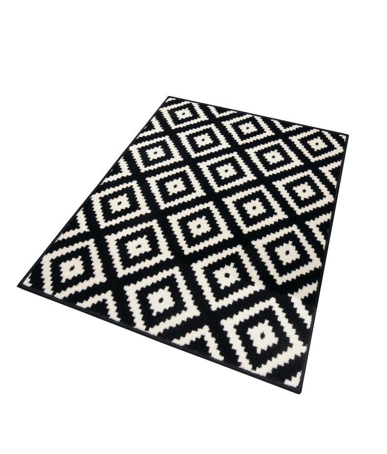 Geometrisch vloerkleed - Diamond Zwart/Wit Geometrisch vloerkleed - Diamond Zwart/Wit
