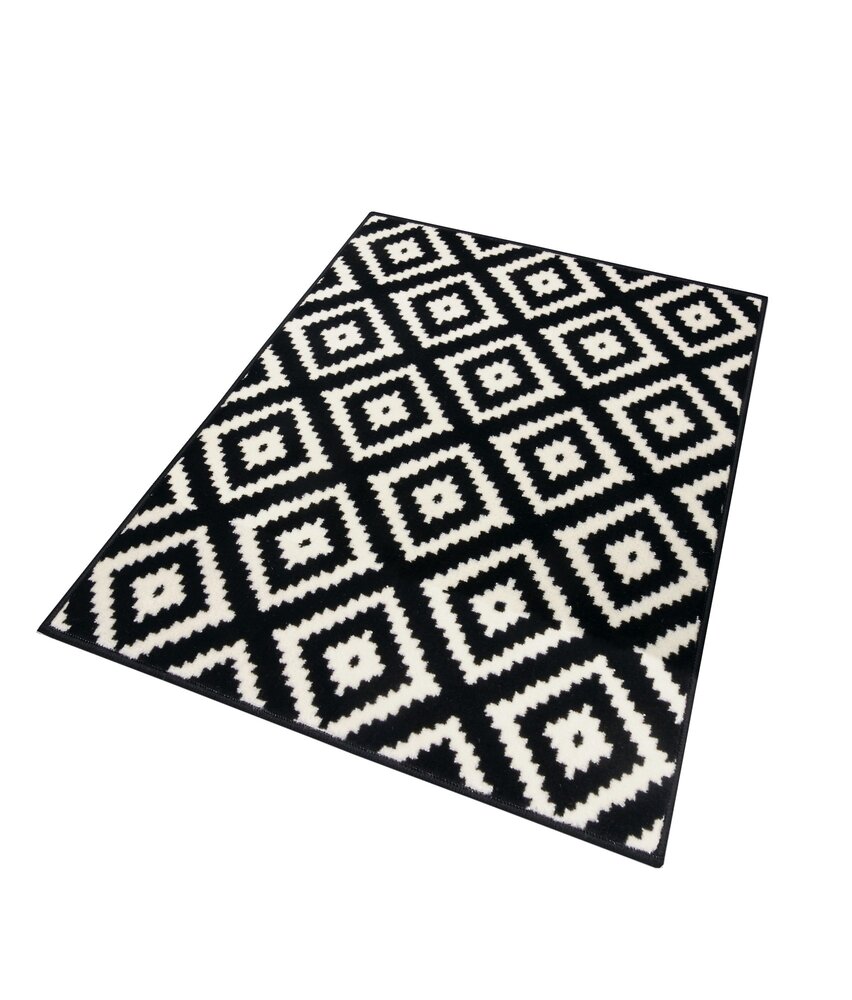 Geometrisch vloerkleed - Diamond Zwart/Wit Geometrisch vloerkleed - Diamond Zwart/Wit