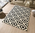 Geometrisch vloerkleed - Diamond Zwart/Beige