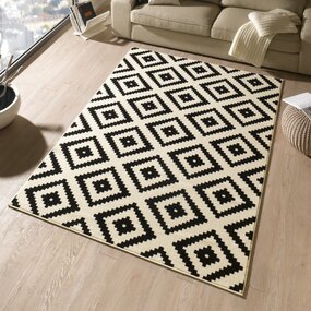Geometrisch vloerkleed - Diamond Zwart/Beige
