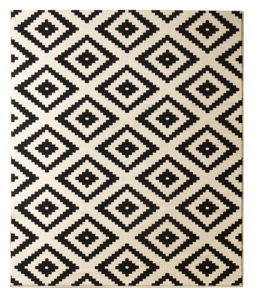 Geometrisch vloerkleed - Diamond Zwart/Beige Geometrisch vloerkleed - Diamond Zwart/Beige