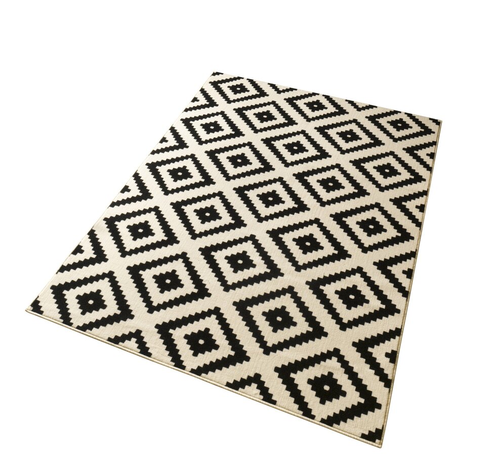 Geometrisch vloerkleed - Diamond Zwart/Beige Geometrisch vloerkleed - Diamond Zwart/Beige