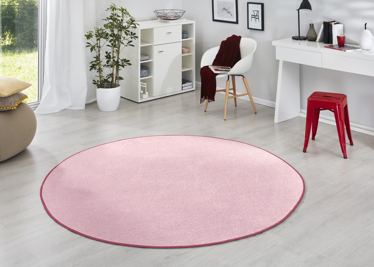 Rond effen vloerkleed - Fancy Lichtroze