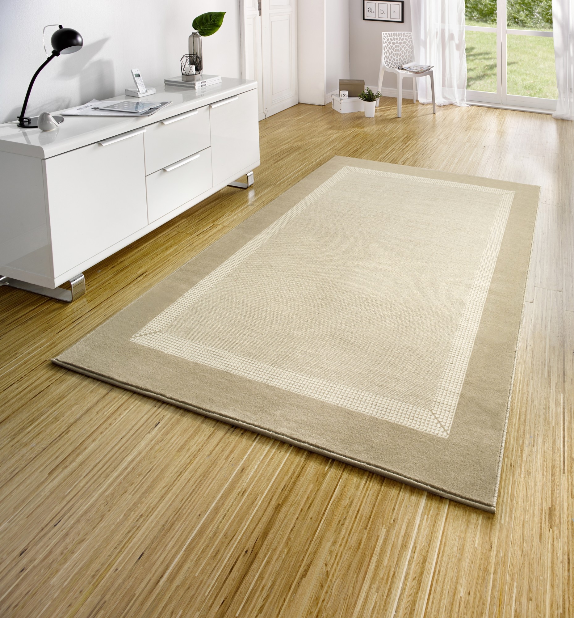TT Home Woonkamer Vloerkleed Laagpolig Eenkleurig Design Modern En Tijdloos, Kleur:Goud, Maat:60x100 cm