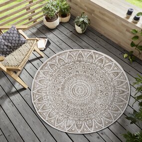 Rond binnen- en buitenkleed - Lilja Beige/Crème