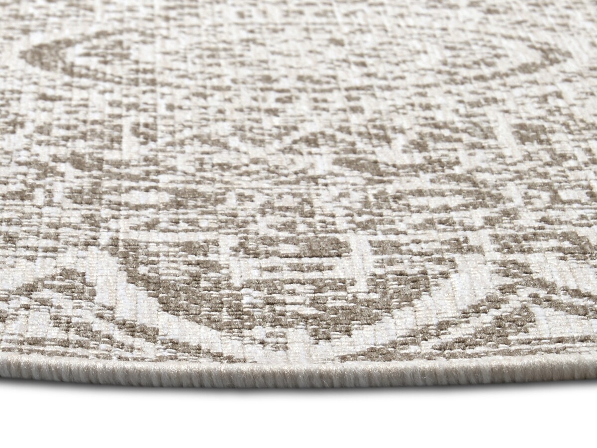 Rond binnen- en buitenkleed - Lilja Beige/Crème Rond binnen- en buitenkleed - Lilja Beige/Crème
