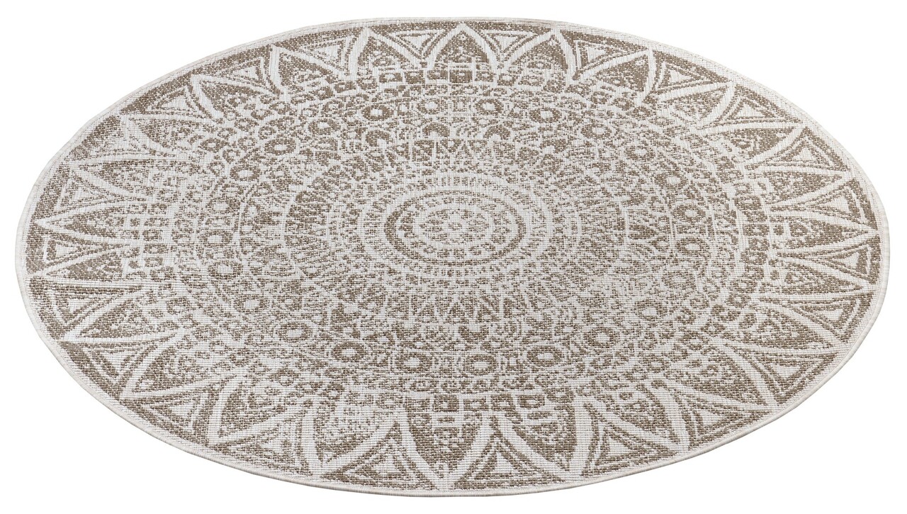 Rond binnen- en buitenkleed - Lilja Beige/Crème Rond binnen- en buitenkleed - Lilja Beige/Crème