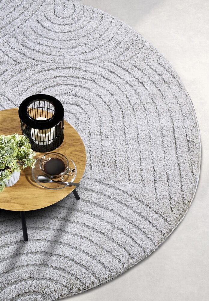 Rond Japandi vloerkleed - Panglao Grijs