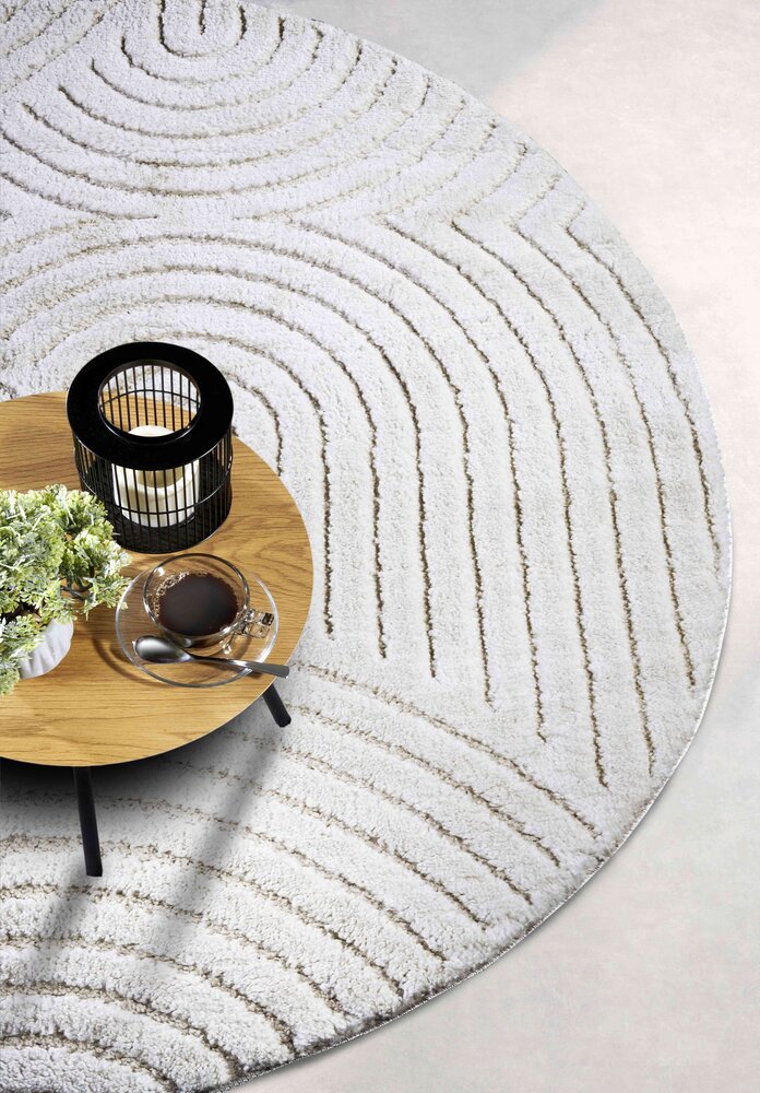 Rond Japandi vloerkleed - Panglao Crème Rond Japandi vloerkleed - Panglao Crème