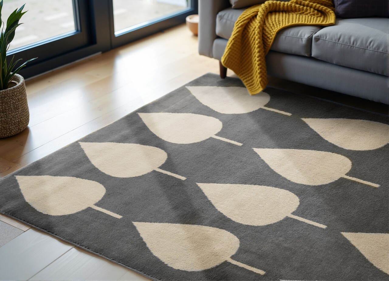 Kindervloerkleed - Lovely Leaves Blauw/Beige