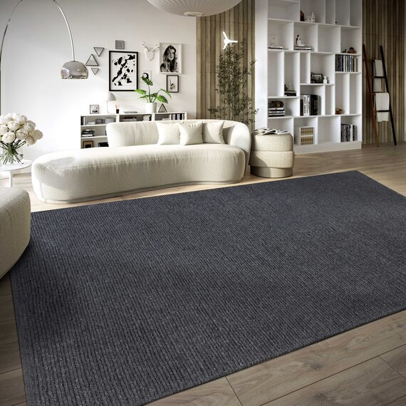 Vloerkleed voor hal, voor buiten, glad, antraciet, tapijt, terras, keuken, lange hal, tapijt, woonkamer, entreemat, tapijten, 50 x 200 cm