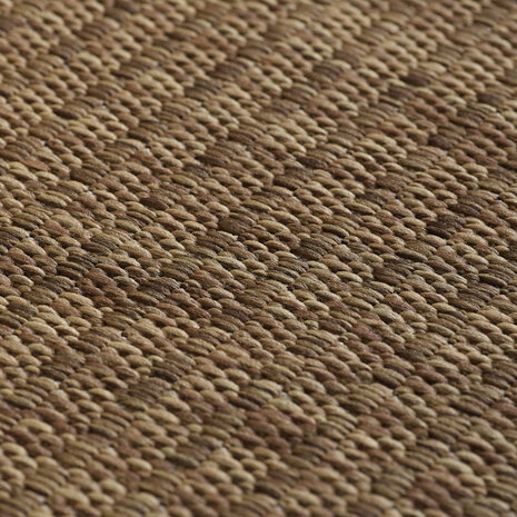 Rond Binnen & Buiten vloerkleed - Riza - Kader Motief - Bruin