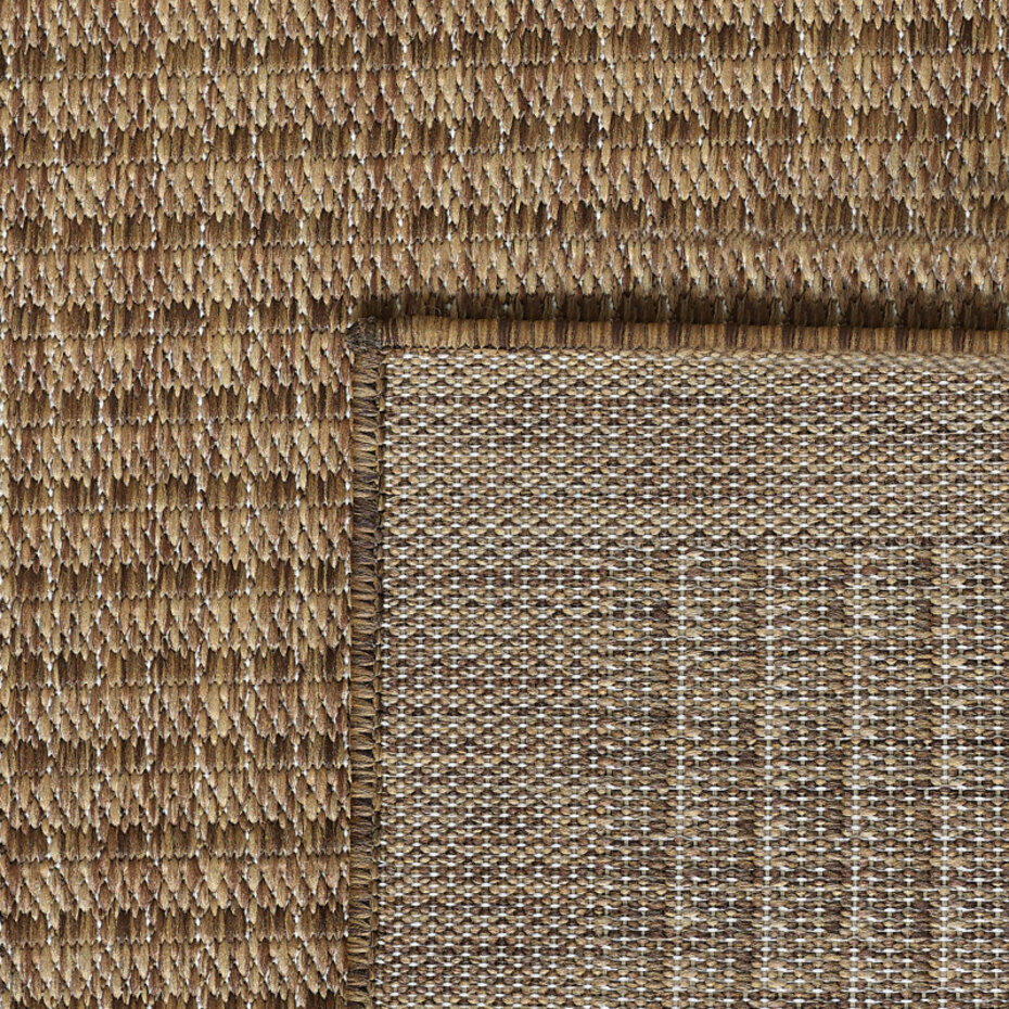 Rond Binnen & Buiten vloerkleed - Riza - Kader Motief - Bruin