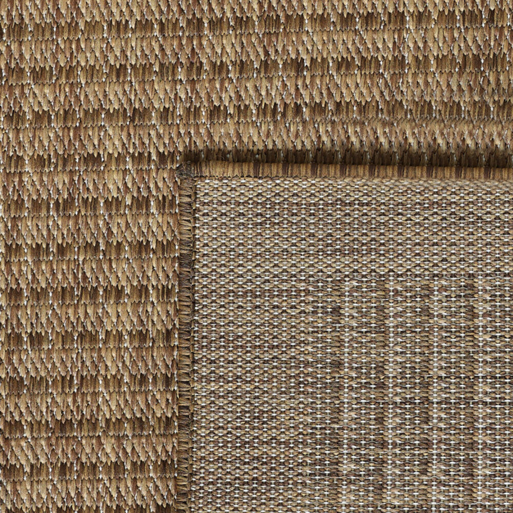 Rond Binnen & Buiten vloerkleed - Riza - Kader Motief - Bruin