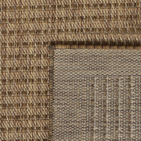 Rond Binnen & Buiten vloerkleed - Riza - Kader Motief - Bruin