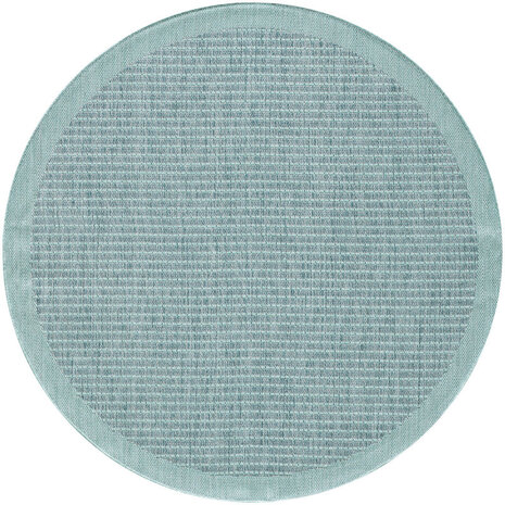 Rond Binnen & Buiten vloerkleed - Riza - Kader Motief - Blauw