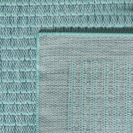 Rond Binnen & Buiten vloerkleed - Riza - Kader Motief - Blauw