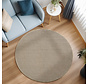 Rond Laagpolig vloerkleed - Gevlochten - Handgeweven Look - Beige