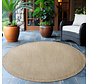Rond Binnen & Buiten vloerkleed - Riza - Kader Motief - Beige
