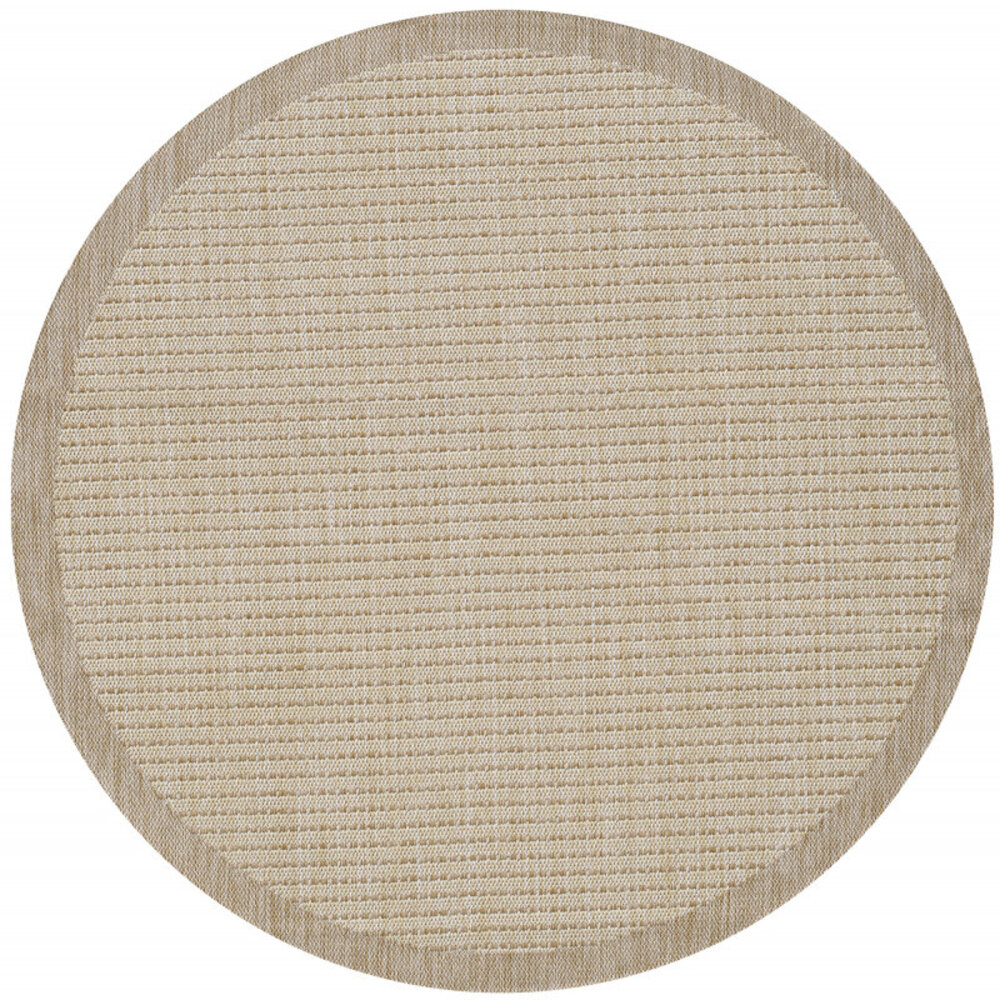 Rond Binnen & Buiten vloerkleed - Riza - Kader Motief - Beige Rond Binnen & Buiten vloerkleed - Riza - Kader Motief - Beige