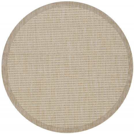 Rond Binnen & Buiten vloerkleed - Riza - Kader Motief - Beige