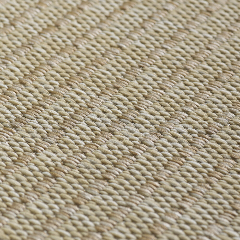 Rond Binnen & Buiten vloerkleed - Riza - Kader Motief - Beige Rond Binnen & Buiten vloerkleed - Riza - Kader Motief - Beige