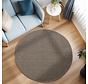 Rond Laagpolig vloerkleed - Gevlochten - Handgeweven Look - Bruin