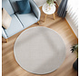 Rond Laagpolig vloerkleed - Gevlochten - Handgeweven Look - Creme