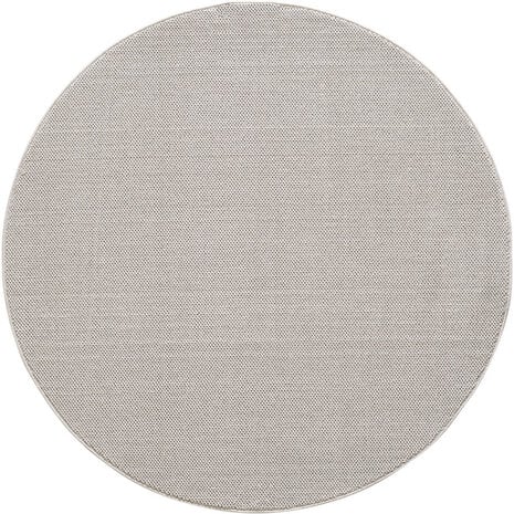 Rond Laagpolig vloerkleed - Gevlochten - Handgeweven Look - Creme