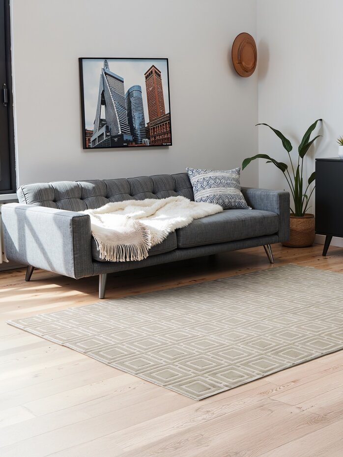 Geblokt vloerkleed - Perles Creme/Beige Geblokt vloerkleed - Perles Creme/Beige