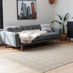 Elle Decoration - Perles laagpolig geblokt vloerkleed - Creme