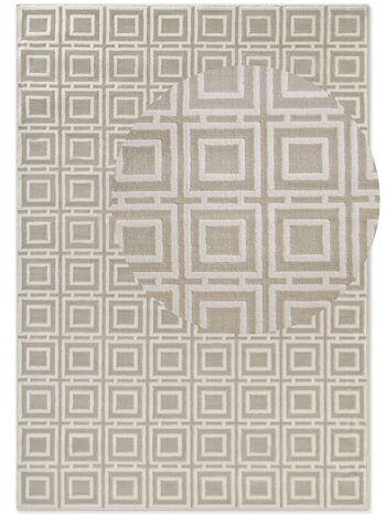 Elle Decoration - Perles laagpolig geblokt vloerkleed - Creme