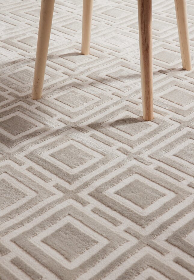 Geblokt vloerkleed - Perles Creme/Beige Geblokt vloerkleed - Perles Creme/Beige