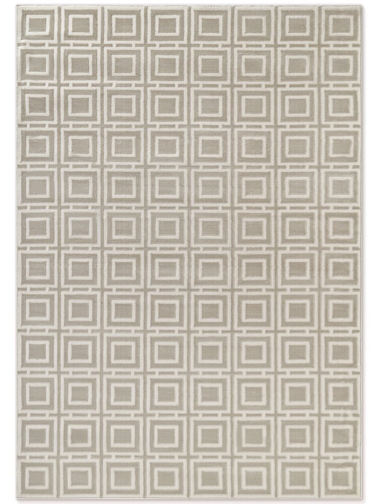 Elle Decoration - Perles laagpolig geblokt vloerkleed - Creme Elle Decoration - Perles laagpolig geblokt vloerkleed - Creme